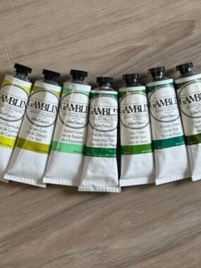 NEW Gamblin Artist Oil Paint – Green Palette Lot (8 Tubes, 37ml Each)